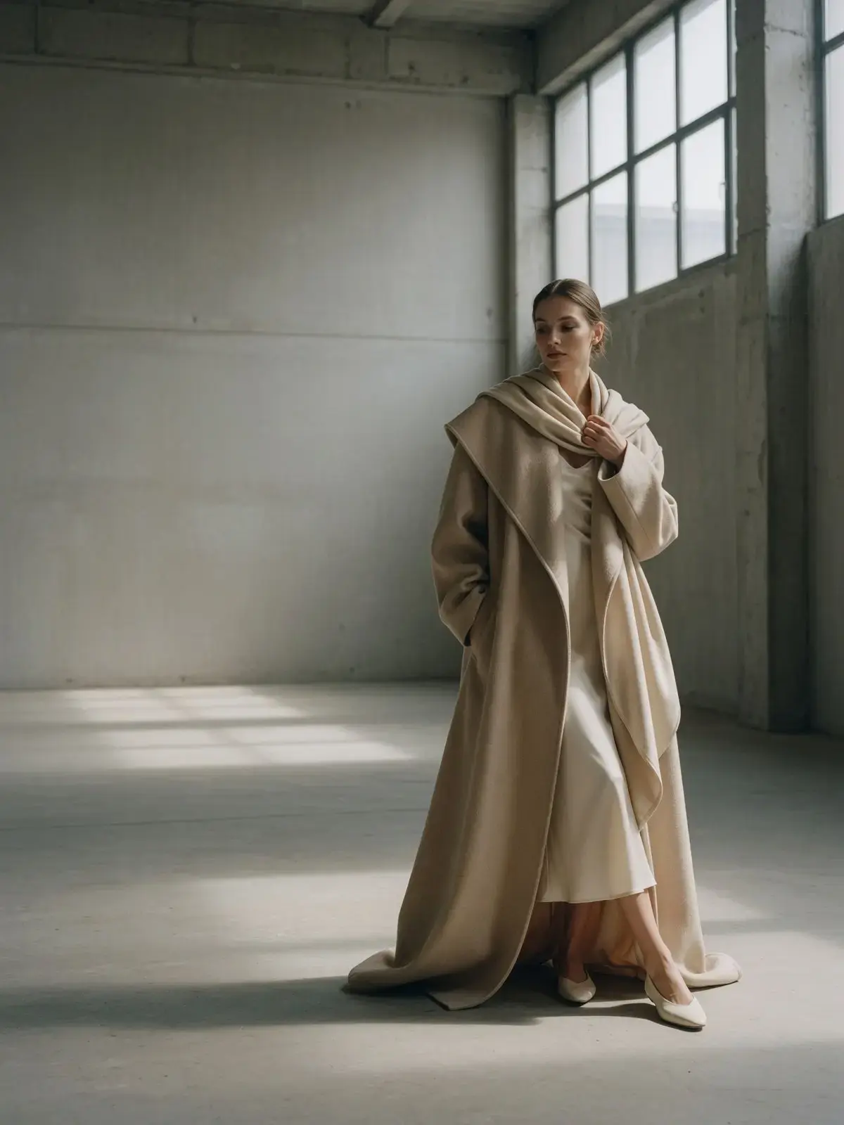 Model wearing the Exclusive wool-cashmere overcoat from the Autumn Winter 2026 collection